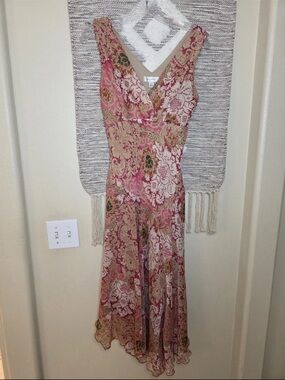 Dress Barn Pink Paisley Midi Dress Y2K Fairycore Vintage Look, Women's Size 6